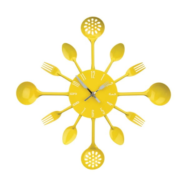 Nástenné hodiny Yellow Cutlery, 43 cm