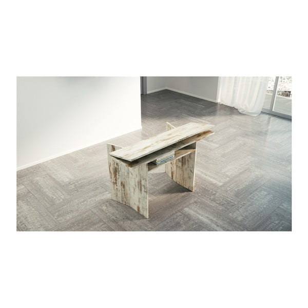 Krémový rozkladací jedálenský stôl s patinou Terraneo Consolle, 120 x 35/70 cm