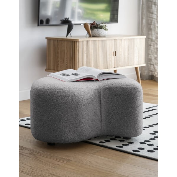 Sivý taburet z textílie buklé Miuf – Miuform-image-1