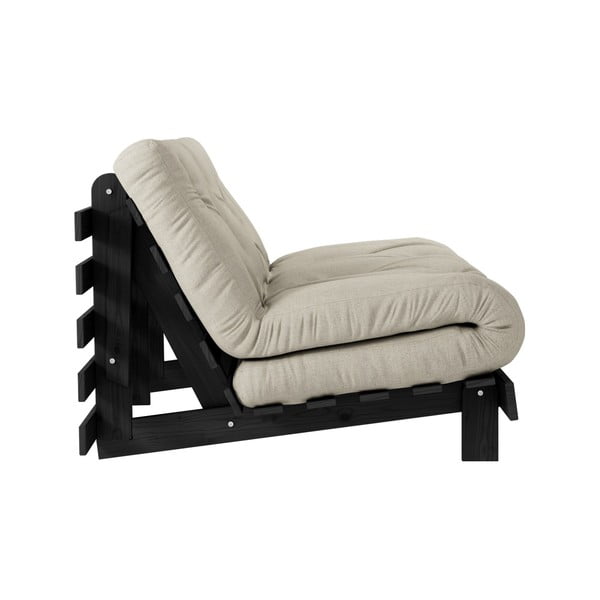 Rozkladacia pohovka s ľanovým poťahom Karup Design Roots Black/Linen-image-4