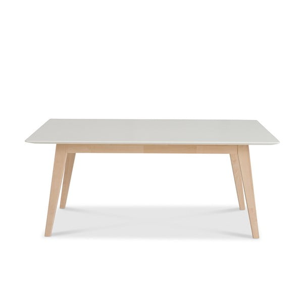 Biely ručne vyrobený konferenčný stolík z masívneho brezového dreva Kiteen Kolo