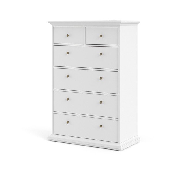 Biela vysoká komoda 96x140 cm Paris – Tvilum-image-2