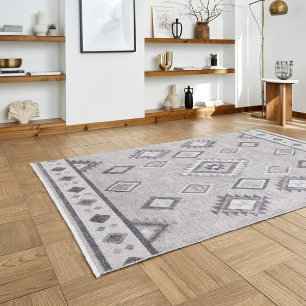 Sivý prateľný behúň s prímesou bavlny 60x170 cm Whisper – Think Rugs-image-2