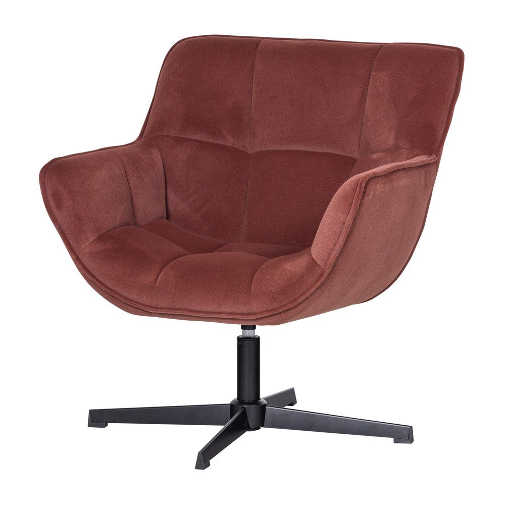 Otočné zamatové kreslo v terakotovej farbe Wibo – WOOOD