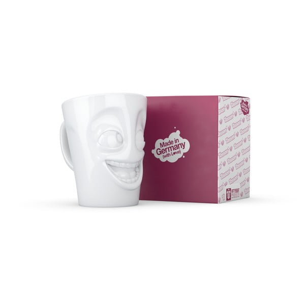 Biely vysmiaty porcelánový hrnček s uškom 58products, objem 350 ml-image-3