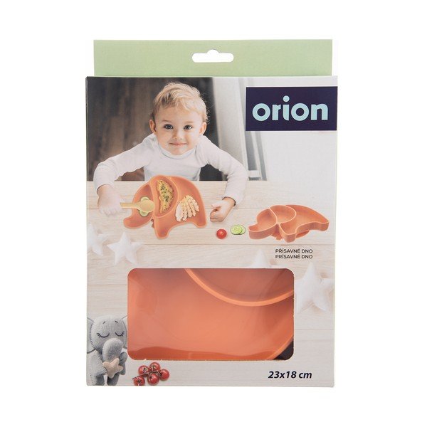 Oranžový silikónový detský tanier 18x23 cm Elephant – Orion-image-4