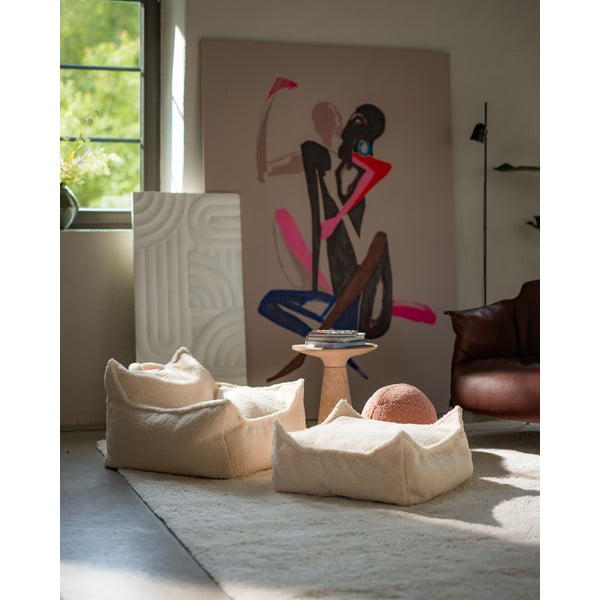 Krémový detský sedací vak z textílie buklé Chair – Wigiwama-image-4