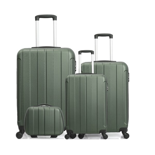 Sada 4 zelených cestovných kufrov na kolieskach Hero Fogo-C