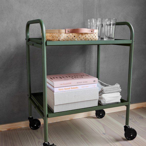 Oceľový servírovací stolík na kolieskach 37,5x52 cm Maki – OYOY Living Design-image-1