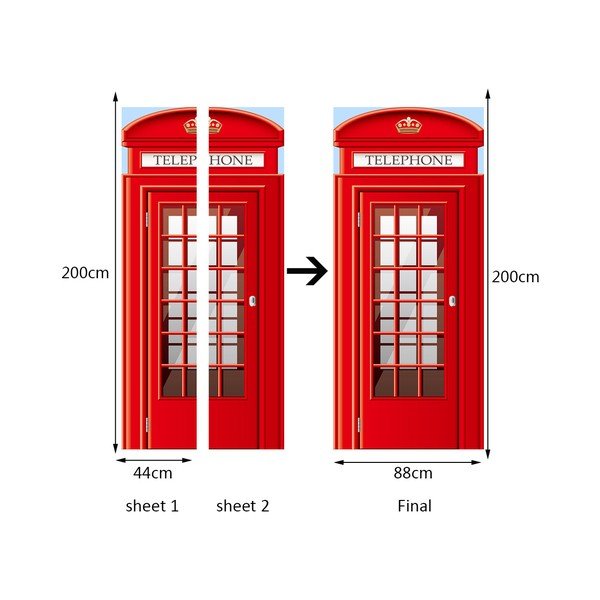 Tapeta na dvere Walplus UK Telephone Booth, 88 × 200 cm-image-2