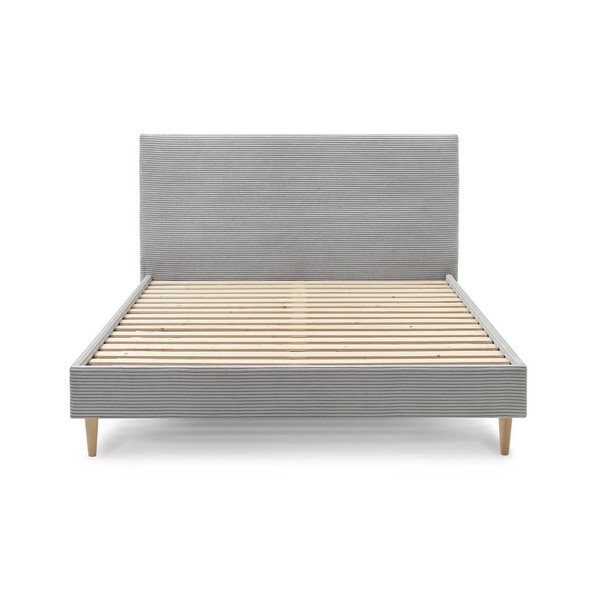 Sivá menčestrová dvojlôžková posteľ Bobochic Paris Anja Light, 160 x 200 cm-image-1