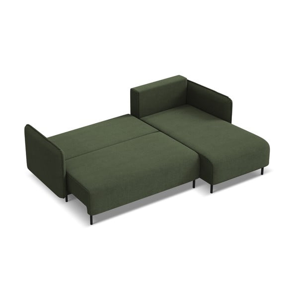 Zelená rozkladacia/s úložným priestorom rohová pohovka (pravý roh) Luana – Makamii-image-2