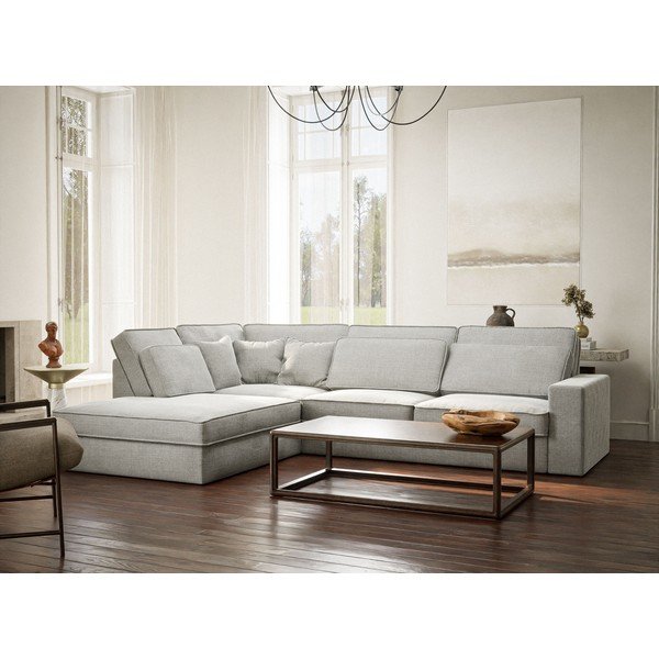 Svetlosivá ženilková rohová pohovka (ľavý roh/do L) Kirou – Maison de Rêve-image-1