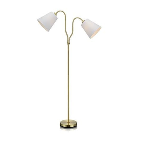 Zlatá voľne stojacia lampa s bielymi tienidlami Markslöjd Modena