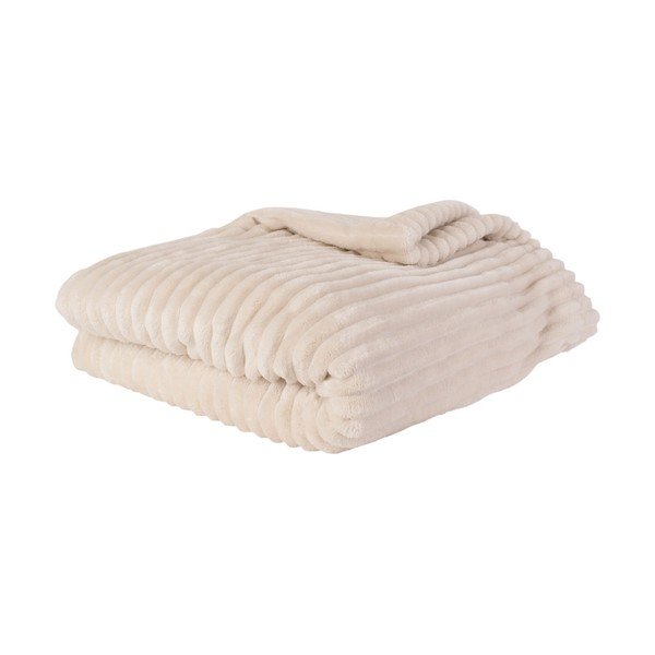 Krémovobiely zamatový pléd PT LIVING Ribbed, 150 x 200 cm-image-3