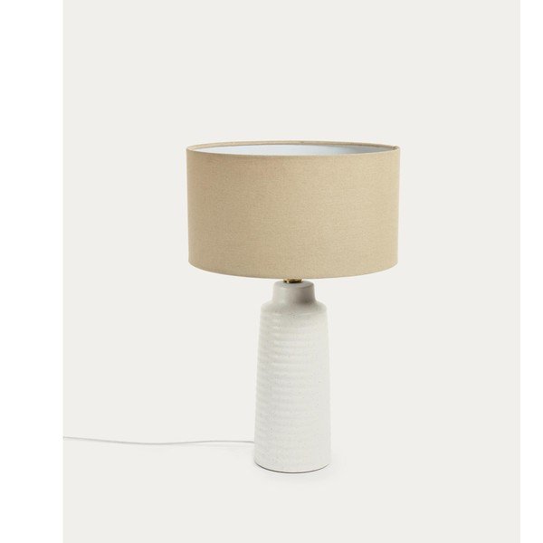 Biela stolová lampa s textilným tienidlom (výška 58 cm) Mijal - Kave Home-image-4