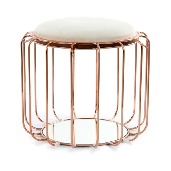 Béžový odkladací stolík / puf s konštrukciou v zlatej farbe 360 Living Canny, Ø 50 cm