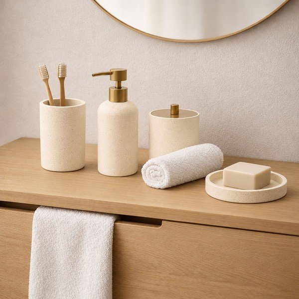 Béžová nádobka na mydlo z polyresínu Oria – douceur d'intérieur-image-2