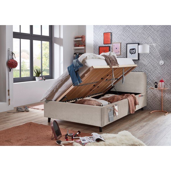 Béžová detská posteľ s úložným priestorom s roštom 120x200 cm Cosy – Meise Möbel-image-2