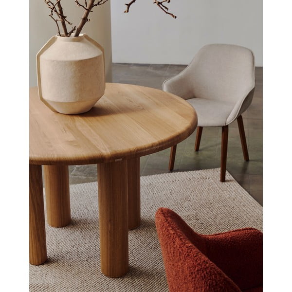 Béžové čalúnené jedálenské kreslo Aleli – Kave Home-image-3