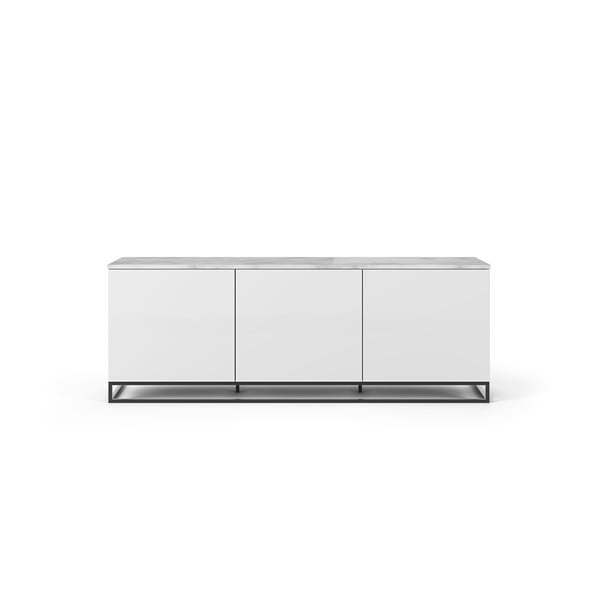 Biely TV stolík s bielou doskou a čiernymi nohami, 180 x 65 cm Join - TemaHome