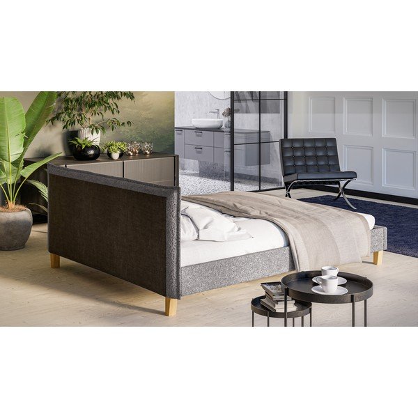 Sivá čalúnená dvojlôžková posteľ s roštom 160x200 cm Tina - Ropez-image-3