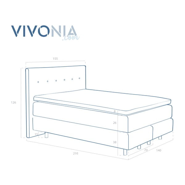 Krémová boxspring posteľ Vivonita Lando, 200 x 200 cm-image-3