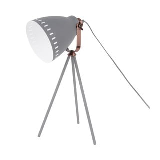Sivá stolová lampa s detailmi v medenej farbe Leitmotiv Mingle