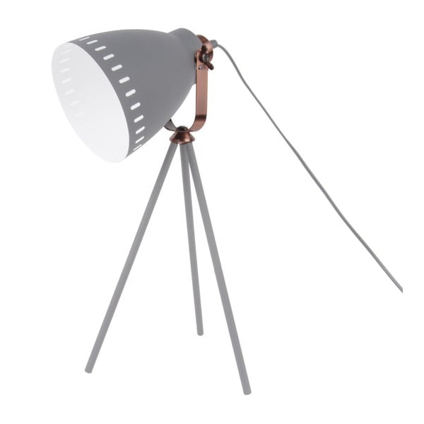 Sivá stolová lampa s detailmi v medenej farbe Leitmotiv Mingle
