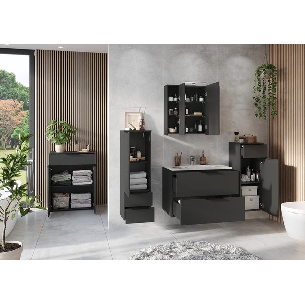 Antracitová vysoká závesná kúpeľňová skrinka 71x95 cm Crandon – Germania-image-4