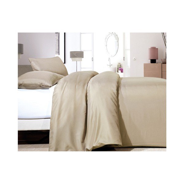 Béžové obliečky z mikroperkálu na jednolôžko Sleeptime Satin One, 140 × 200 cm