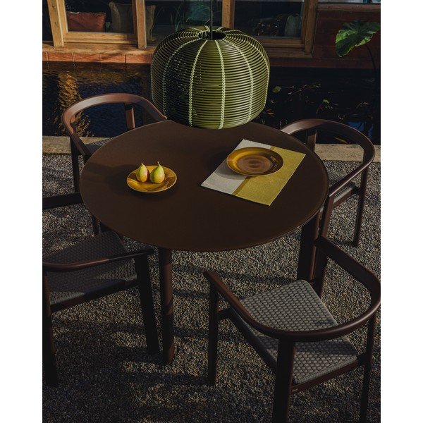 Okrúhly záhradný jedálenský stôl so sklenenou doskou ø 120 cm Erice – Kave Home-image-1