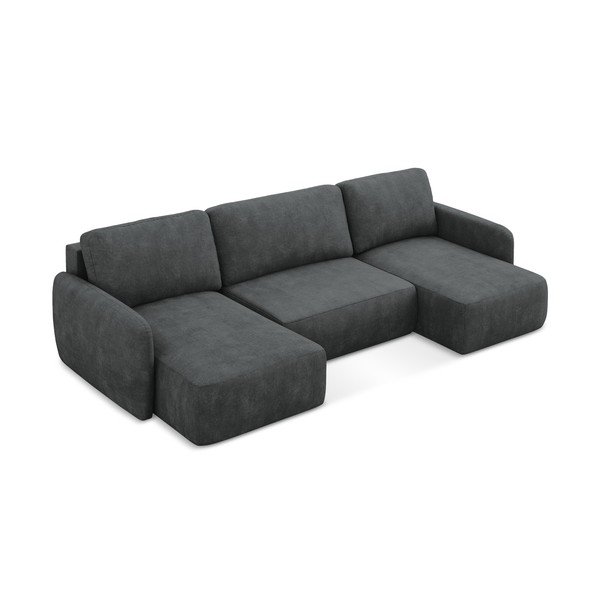 Tmavosivá ženilková rozkladacia/s úložným priestorom rohová pohovka (do tvaru "U") Lilo – Makamii-image-2