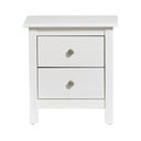Biely nočný stolík z masívneho borovicového dreva s 2 zásuvkami Marckeric Berna