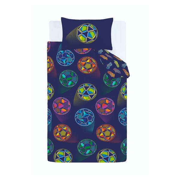 Modré detské obliečky na dvojlôžko 200x200 cm Bright Football – Catherine Lansfield
