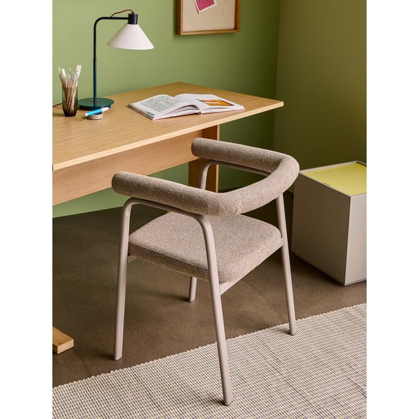 Béžové čalúnené jedálenské kreslá v súprave s podrúčkami 2 ks Ecto – Hübsch-image-1