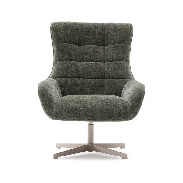 Otočné ženilkové kreslo sivozelené Teryl – Kave Home-image-1