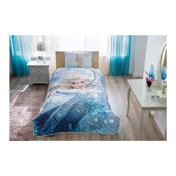 Set plédu na posteľ a obliečky na vankúš Disney Frozen Glitter, 160 × 220 cm