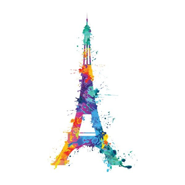 Nástenná samolepka Ambiance Wall Decal Eiffel Tower Design Watercolor, 105 × 60 cm-image-2