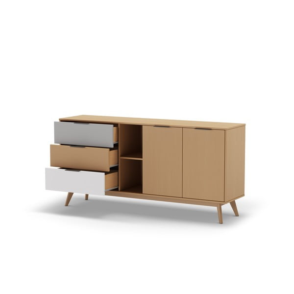 Nízka komoda z borovicového dreva v prírodnej farbe 165x81 cm Elfa - Marckeric-image-3