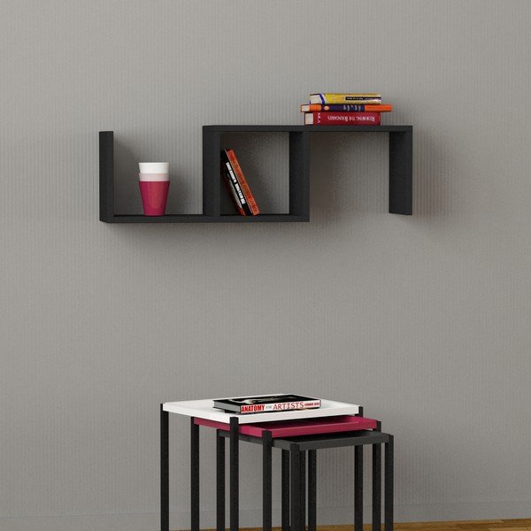 Čierna nástenná polica Dibi, šírka 91,5 cm-image-1