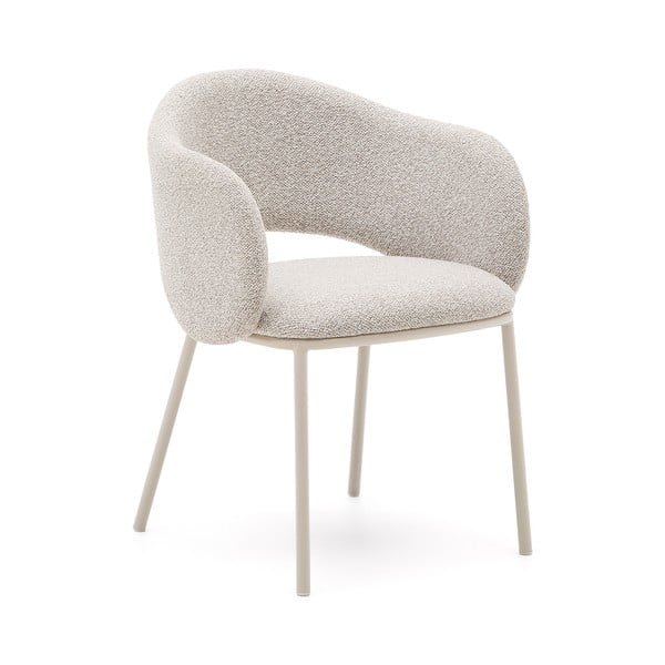 Slonovinové čalúnené jedálenské kreslo Maina – Kave Home