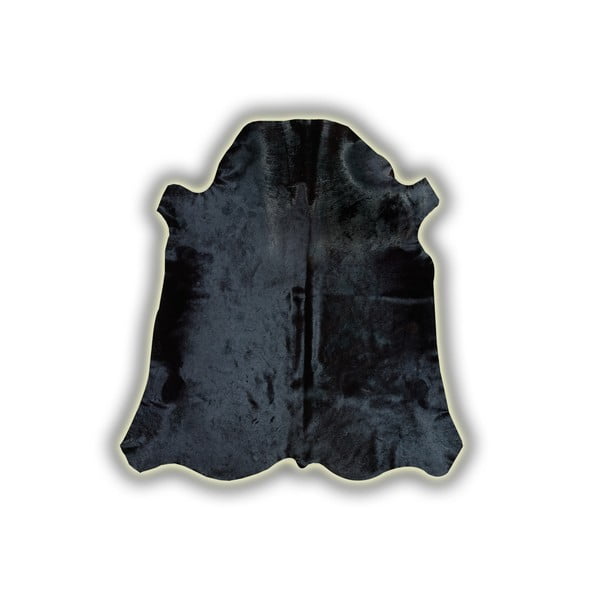 Čierna kožená predložka Pipsa Normand Cow, 170 × 190 cm
