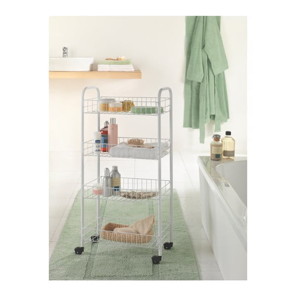 Biely kovový pojazdný regál 41x84 cm Pisa - Metaltex-image-3