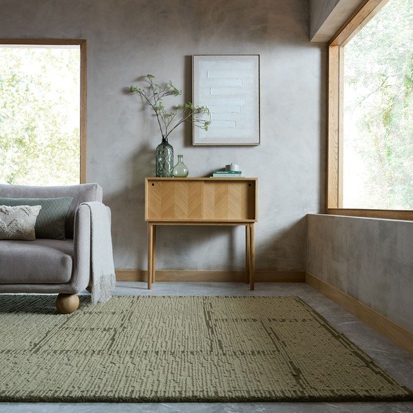 Zelený ručne tkaný vlnený koberec 200x290 cm Harris Modula Wool – Flair Rugs-image-1
