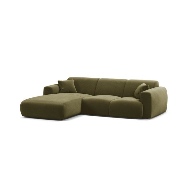 Khaki zamatová rohová pohovka (ľavý roh/s leňoškou) Molino – Micadoni -image-2