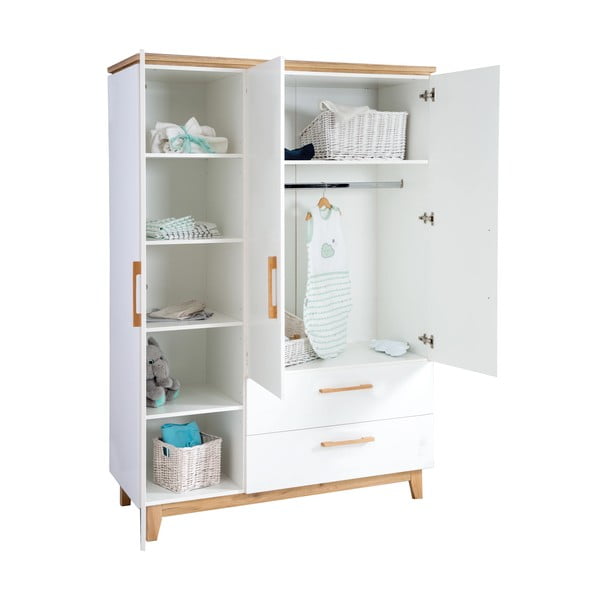 Biela detská šatníková skriňa v dekore duba 135x200 cm Finn – Roba-image-4