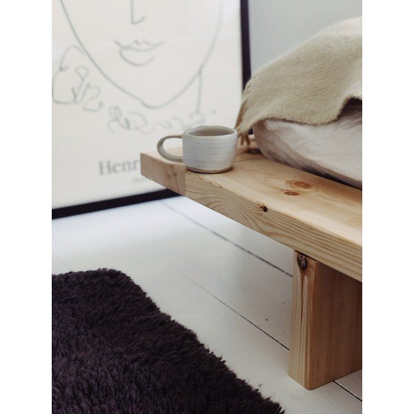 Dvojlôžková posteľ z borovicového dreva s matracom Karup Design Japan Comfort Mat Raw/Black, 160 × 200 cm-image-1