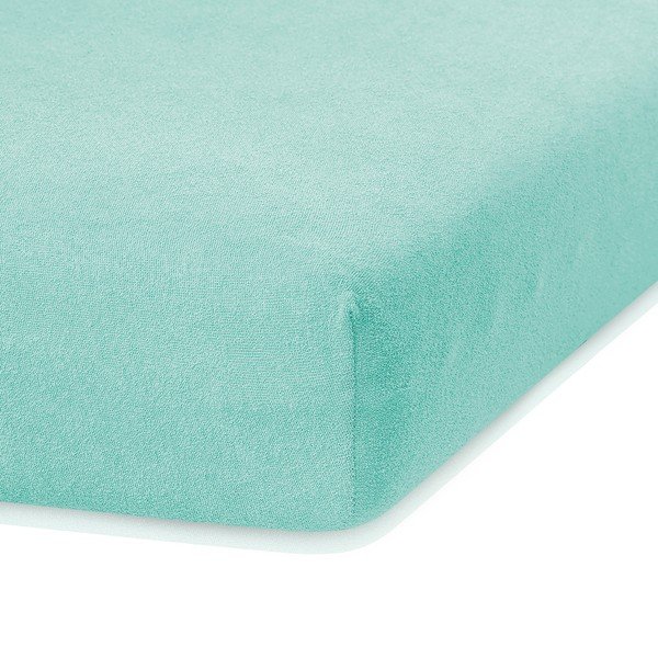 Mätovozelená elastická plachta s vysokým podielom bavlny AmeliaHome Ruby, 200 x 120-140 cm