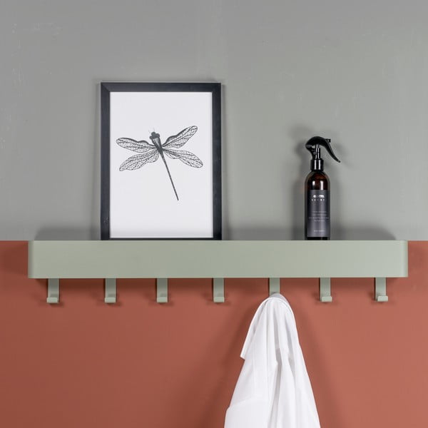 Sivozelený kovový nástenný vešiak s poličkou 72 cm Dax Play – Spinder Design-image-3